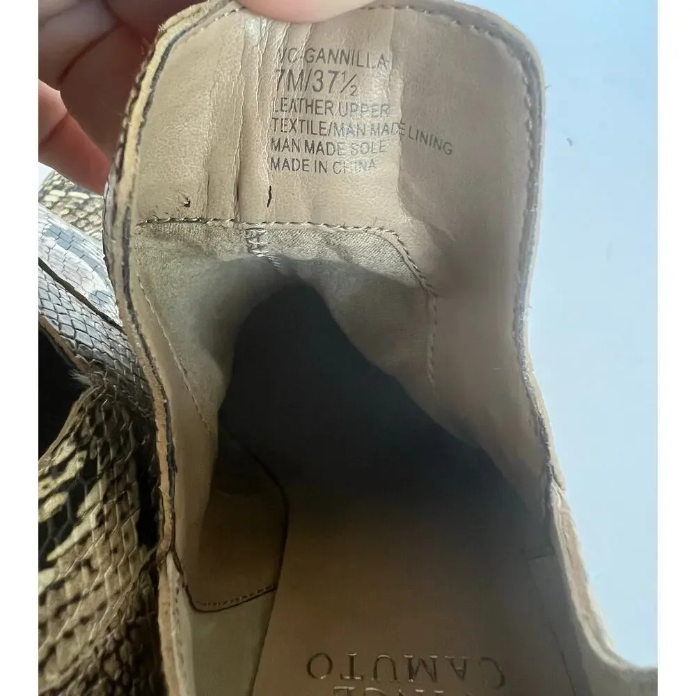 Vince Camuto Western Leather Snake Print Block‎ Heel Pointy Toe Bootie 7.5M